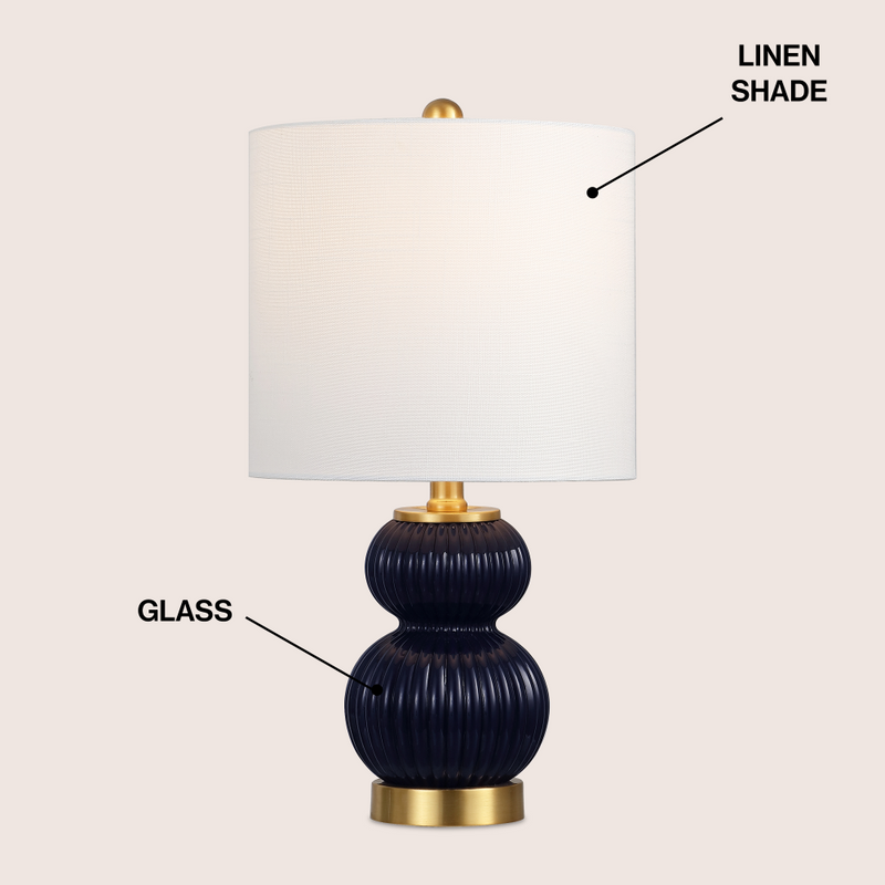 Daphne 20" Ribbed Metal/Glass LED Table Lamp
