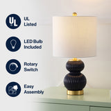 Daphne 20" Ribbed Metal/Glass LED Table Lamp