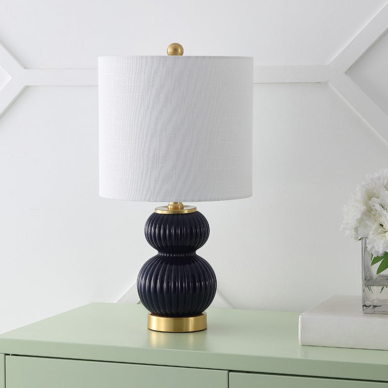 Daphne 20" Ribbed Metal/Glass LED Table Lamp