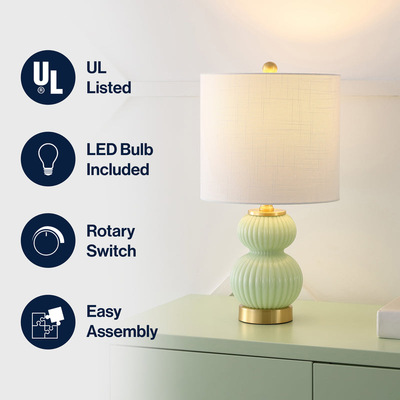 Daphne 20" Ribbed Metal/Glass LED Table Lamp