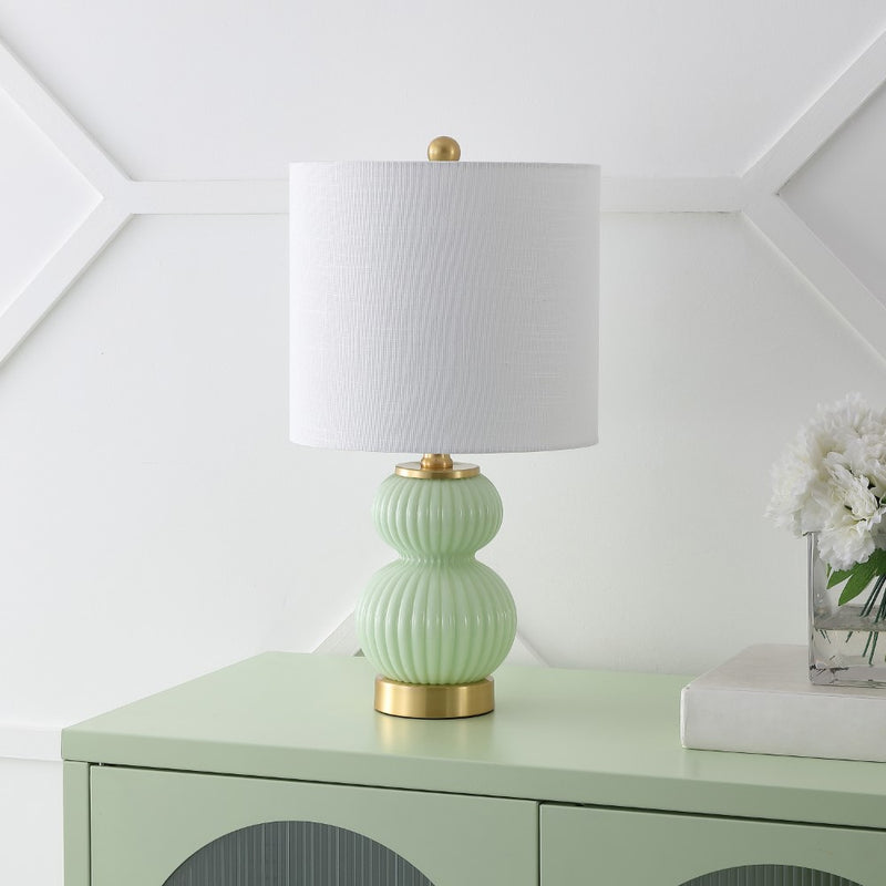 Daphne 20" Ribbed Metal/Glass LED Table Lamp