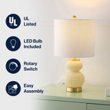 Daphne 20" Ribbed Metal/Glass LED Table Lamp