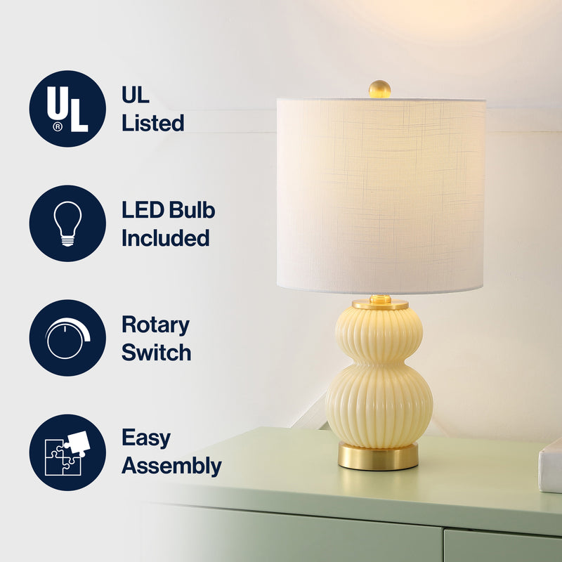 Daphne 20" Ribbed Metal/Glass LED Table Lamp
