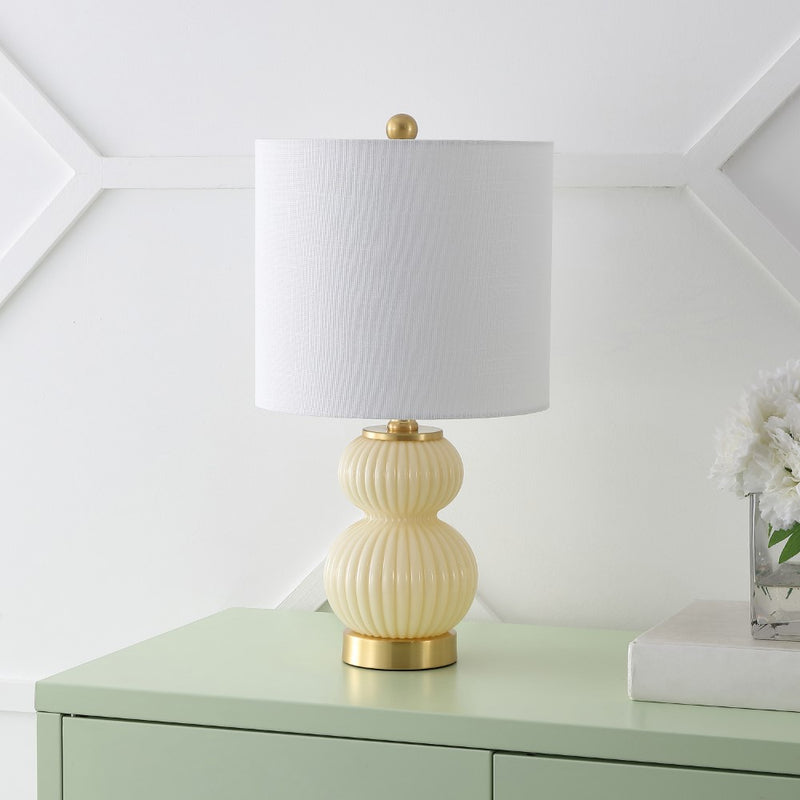 Daphne 20" Ribbed Metal/Glass LED Table Lamp