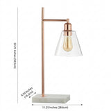 Lorena 22.25" Modern Glam Metal/Marble LED Table Lamp Copper – DIM