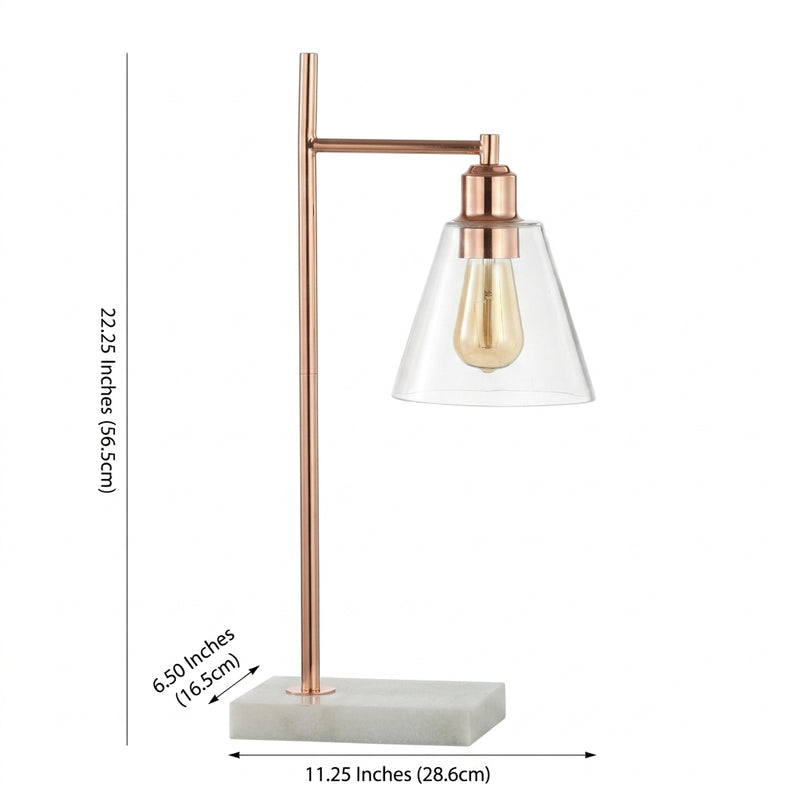 Lorena 22.25" Modern Glam Metal/Marble LED Table Lamp Copper – DIM