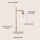Lorena 22.25" Modern Glam Metal/Marble LED Table Lamp - JONATHAN Y