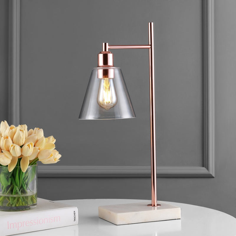 Lorena 22.25" Modern Glam Metal/Marble LED Table Lamp - JONATHAN Y