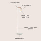 Lorena 55" Modern Glam Metal/Marble LED Floor Lamp - JONATHAN Y