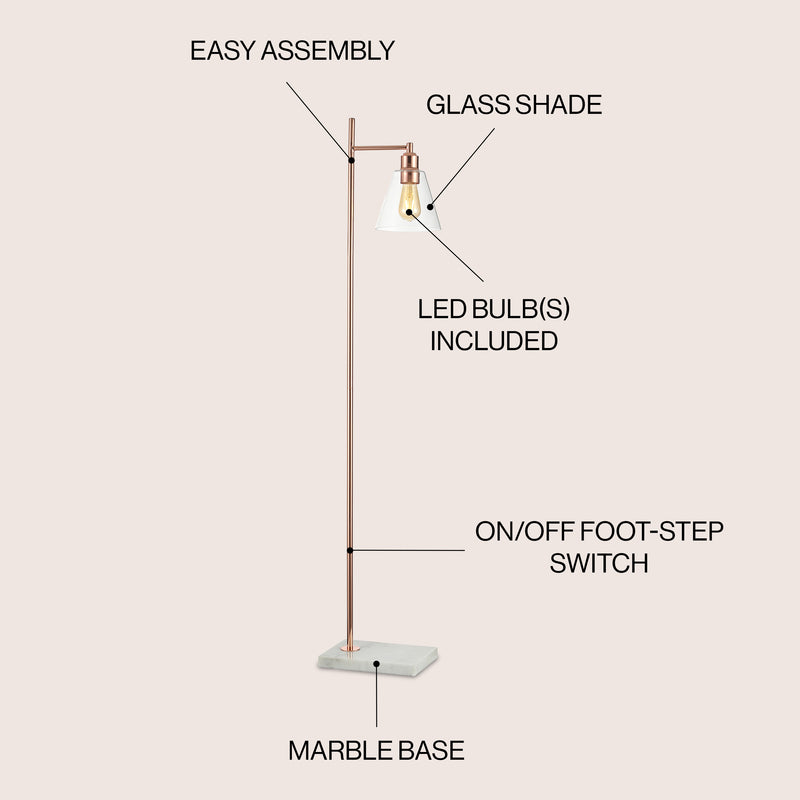 Lorena 55" Modern Glam Metal/Marble LED Floor Lamp - JONATHAN Y