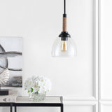 Alys 7.63" Adjustable Rope Wrap Modern Rustic Iron/Glass LED Pendant - JONATHAN Y