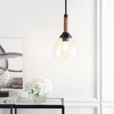 Alys 7.63" Adjustable Rope Wrap Modern Rustic Iron/Glass LED Pendant - JONATHAN Y