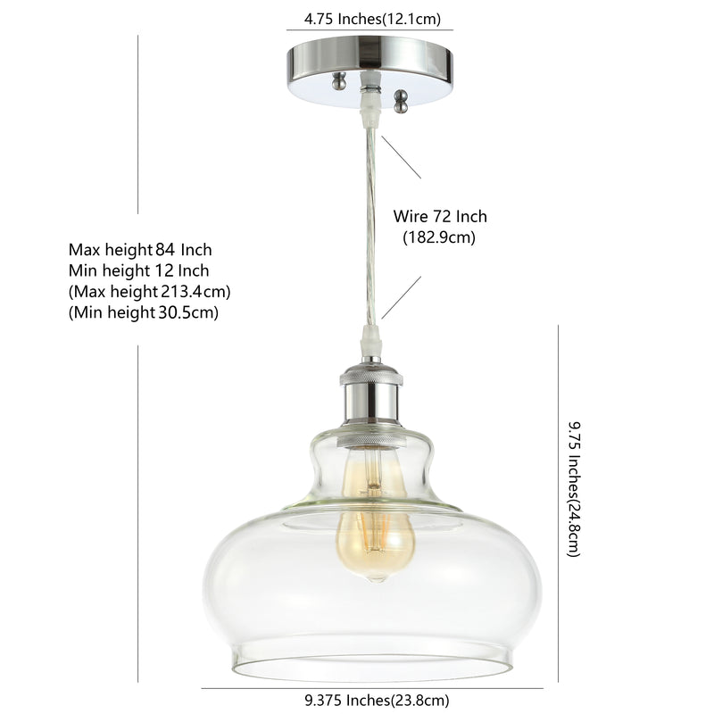 Hampton 9.38" Adjustable Iron/Glass Pharmacy LED Pendant - JONATHAN Y