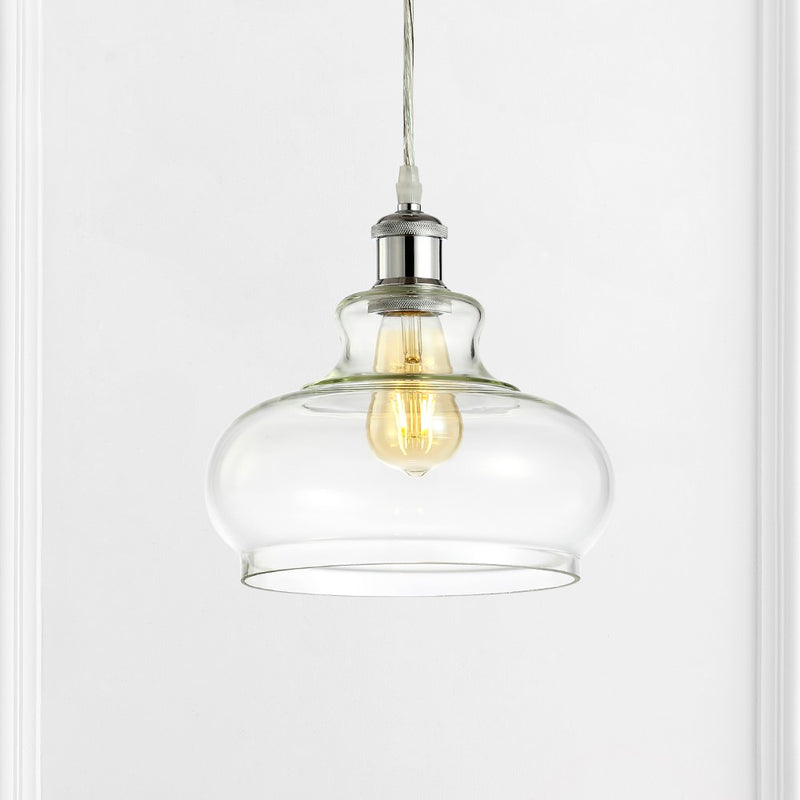 Hampton 9.38" Adjustable Iron/Glass Pharmacy LED Pendant - JONATHAN Y