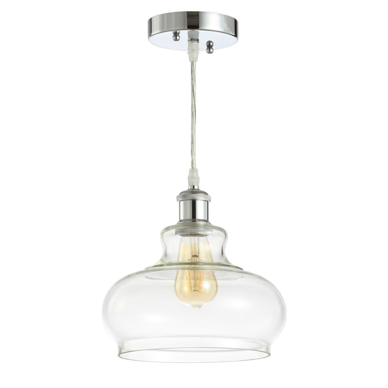 Hampton 9.38" Adjustable Iron/Glass Pharmacy LED Pendant - JONATHAN Y