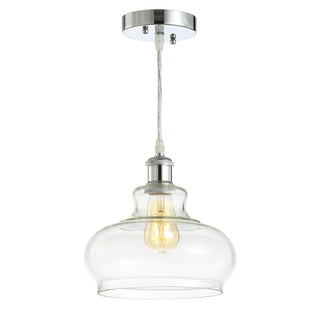 Hampton 9.38" Adjustable Iron/Glass Pharmacy LED Pendant - JONATHAN Y