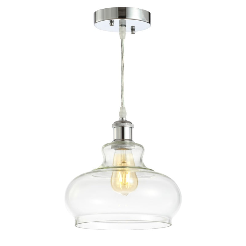 Hampton 9.38" Adjustable Iron/Glass Pharmacy LED Pendant - JONATHAN Y