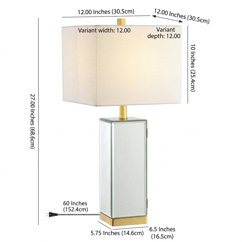 Lila 27" Mirror/Iron Hidden Jewelry Box Mirrored Column LED Table Lamp Brass Gold – DIM