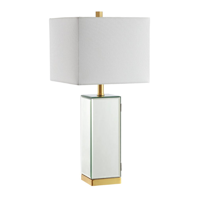 Lila 27" Mirror/Iron Hidden Jewelry Box Mirrored Column LED Table Lamp - JONATHAN Y
