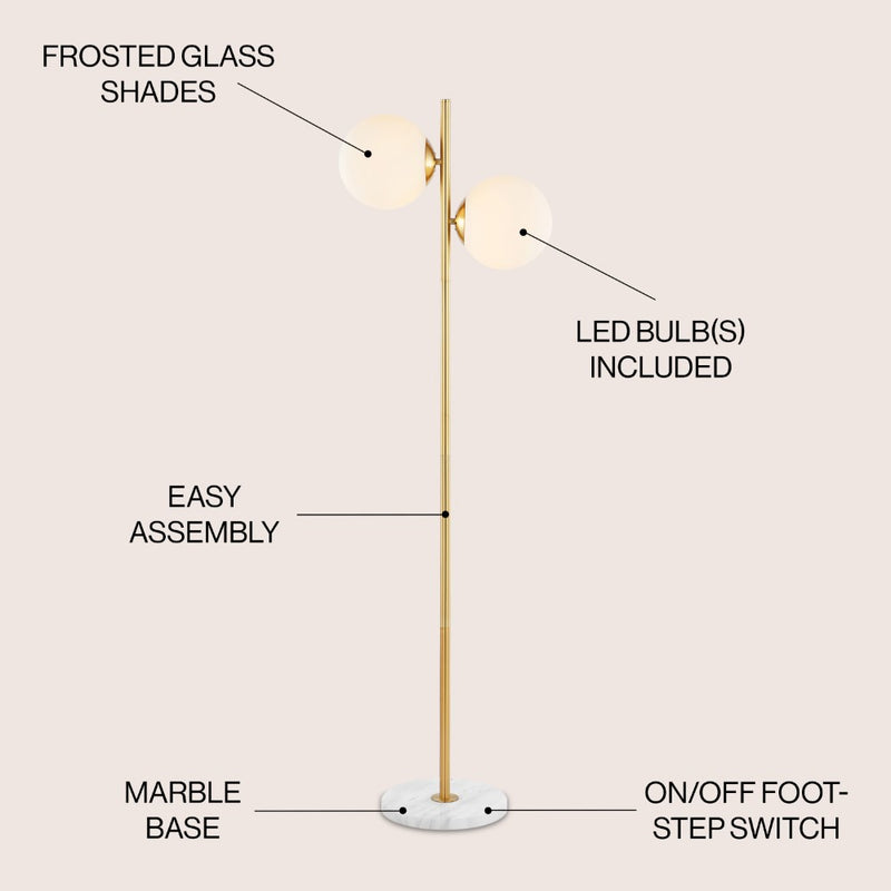 Oscar 60.5" Modern Parisian Candlestick Iron LED Floor Lamp - JONATHAN Y