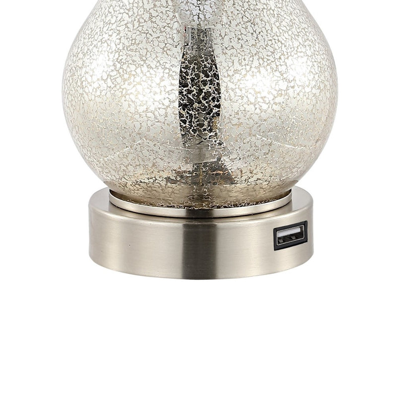 Dino 21" Farmhouse Industrial Iron/Glass LED Table Lamp with USB Charging Port - JONATHAN Y