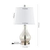 Dino 21" Farmhouse Industrial Iron/Glass LED Table Lamp with USB Charging Port - JONATHAN Y