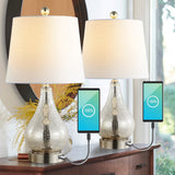 Dino 21" Farmhouse Industrial Iron/Glass LED Table Lamp with USB Charging Port - JONATHAN Y