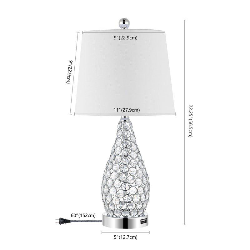 Lily 22.25" Midcentury Modern Iron LED Table Lamp with USB Charging Port - JONATHAN Y