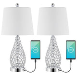 Lily 22.25" Midcentury Modern Iron LED Table Lamp with USB Charging Port - JONATHAN Y