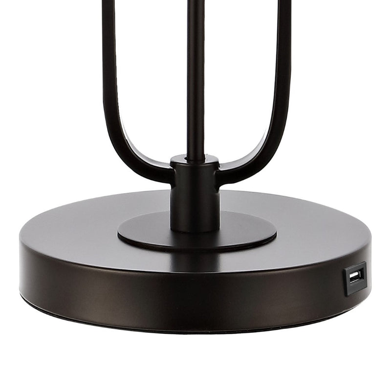 Hank 27" Industrial Farmhouse Iron LED Table Lamp with USB Charging Port - JONATHAN Y