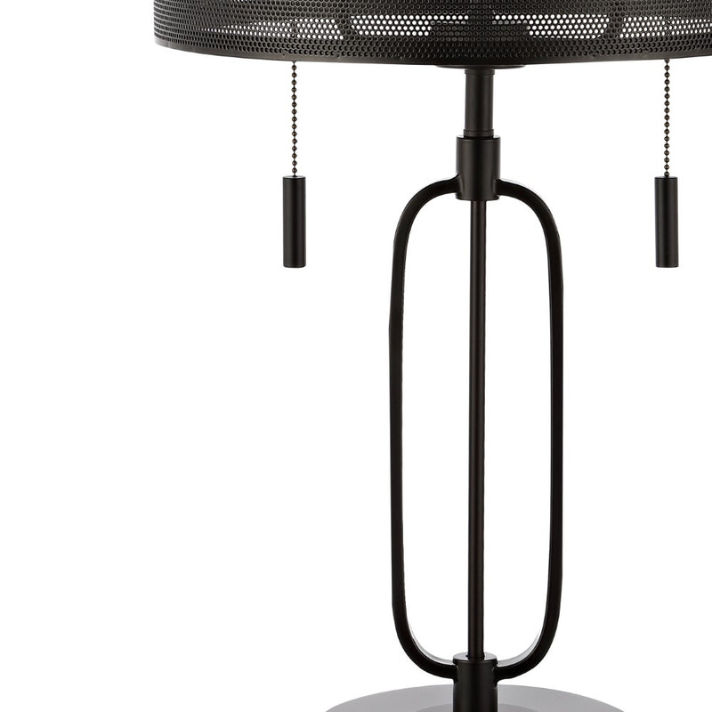 Hank 27" Industrial Farmhouse Iron LED Table Lamp with USB Charging Port - JONATHAN Y