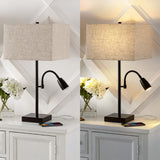 Austin 25.5"  Farmhouse Industrial Iron LED Table Lamp with USB Charging Port and Adjustable Reading Light - JONATHAN Y