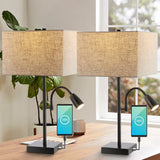 Austin 25.5"  Farmhouse Industrial Iron LED Table Lamp with USB Charging Port and Adjustable Reading Light - JONATHAN Y