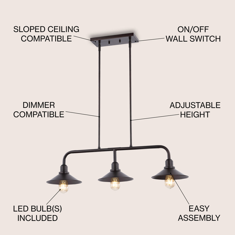 Cade 34.25" Metal Farmhouse Industrial LED Pendant