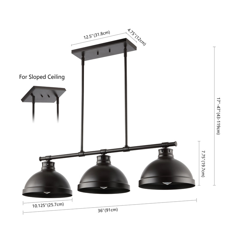Asher 36" Industrial Farmhouse Iron Linear LED Pendant - JONATHAN Y