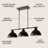 Asher 36" Industrial Farmhouse Iron Linear LED Pendant - JONATHAN Y
