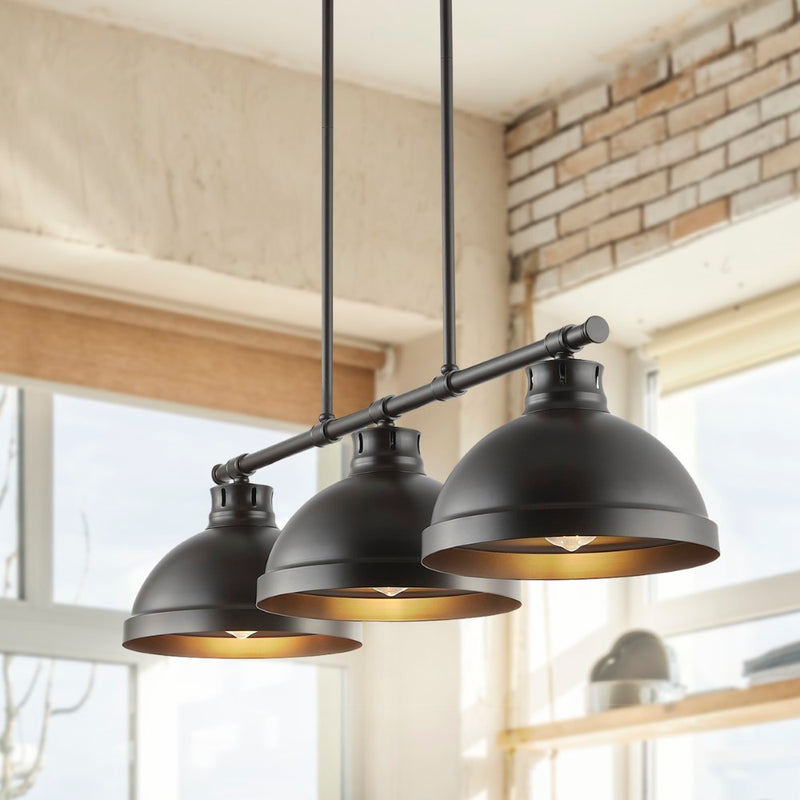 Asher 36" Industrial Farmhouse Iron Linear LED Pendant - JONATHAN Y