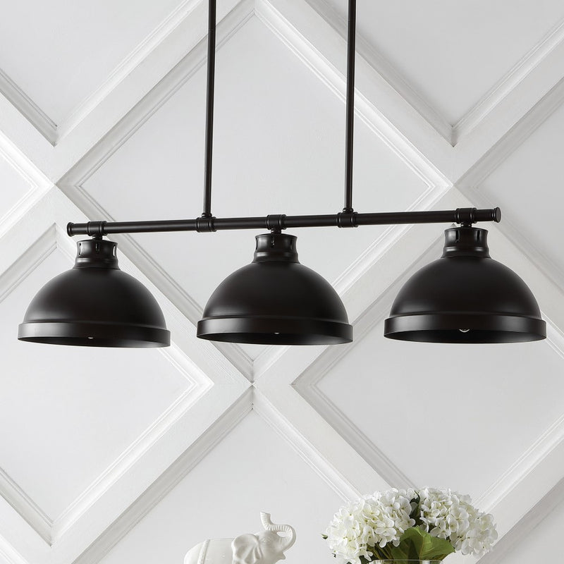 Asher 36" Industrial Farmhouse Iron Linear LED Pendant - JONATHAN Y