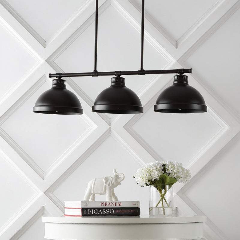 Asher 36" Industrial Farmhouse Iron Linear LED Pendant - JONATHAN Y