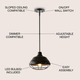 Levi Industrial Farmhouse Iron LED Pendant - JONATHAN Y