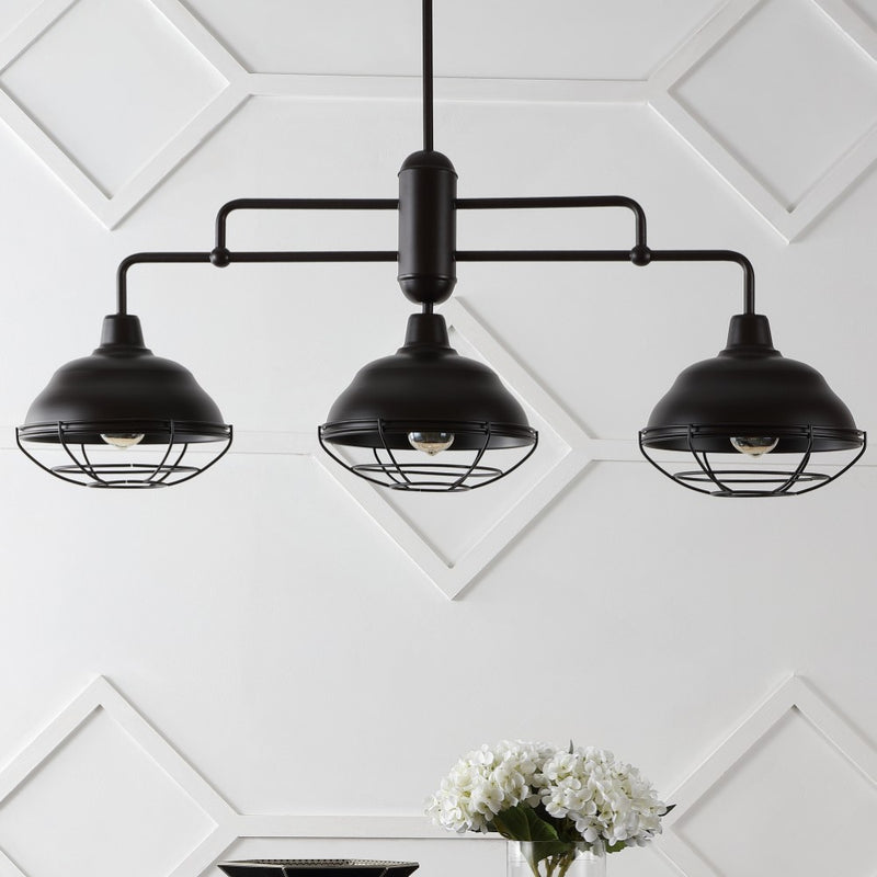 Levi Industrial Farmhouse Iron LED Pendant - JONATHAN Y