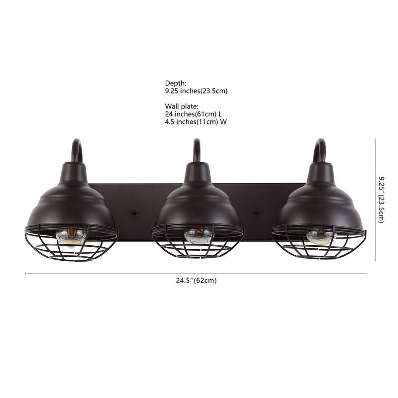 Levi 24.5" Industrial Farmhouse Iron LED Vanity - JONATHAN Y