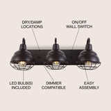 Levi 24.5" Industrial Farmhouse Iron LED Vanity - JONATHAN Y
