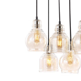 Sydney 18.88" Bohemian Farmhouse Iron/Glass Cluster LED Pendant - JONATHAN Y