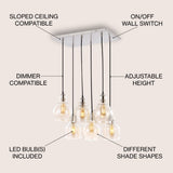 Sydney 18.88" Bohemian Farmhouse Iron/Glass Cluster LED Pendant - JONATHAN Y