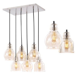 Sydney 18.88" Bohemian Farmhouse Iron/Glass Cluster LED Pendant - JONATHAN Y