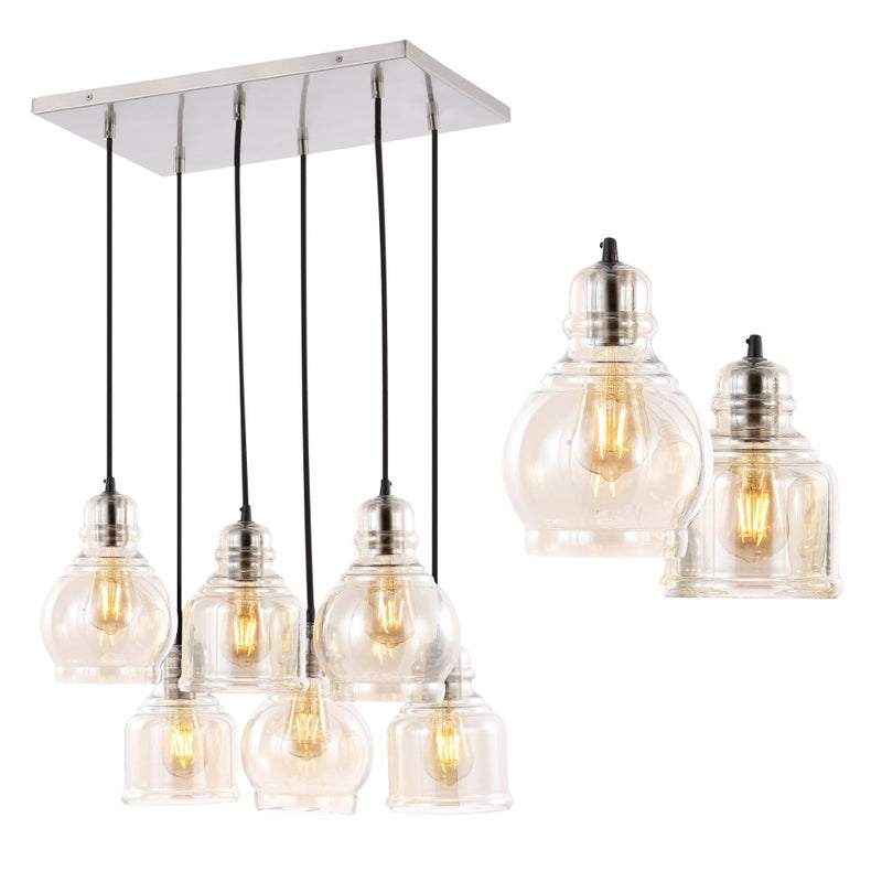 Sydney 18.88" Bohemian Farmhouse Iron/Glass Cluster LED Pendant - JONATHAN Y