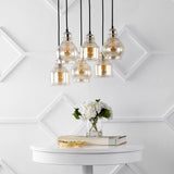 Sydney 18.88" Bohemian Farmhouse Iron/Glass Cluster LED Pendant - JONATHAN Y