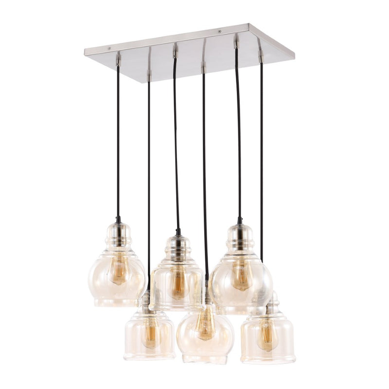 Sydney 18.88" Bohemian Farmhouse Iron/Glass Cluster LED Pendant - JONATHAN Y