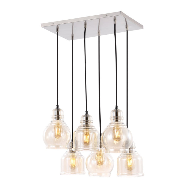 Sydney 18.88" Bohemian Farmhouse Iron/Glass Cluster LED Pendant - JONATHAN Y